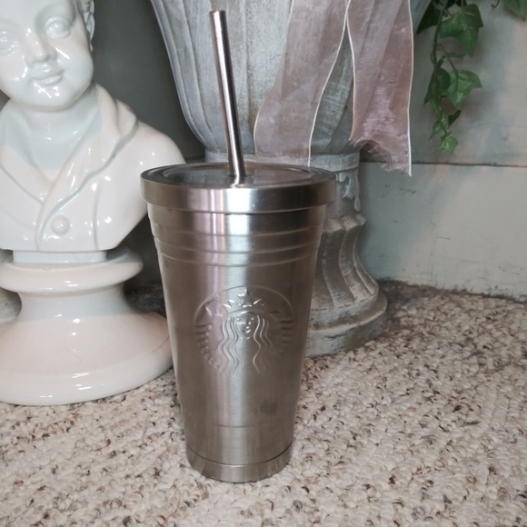 Starbucks Rare 2012 Stainless Steel 16 Ounce Insulated Siren Cold Cup With Straw - Picture 15 of 15